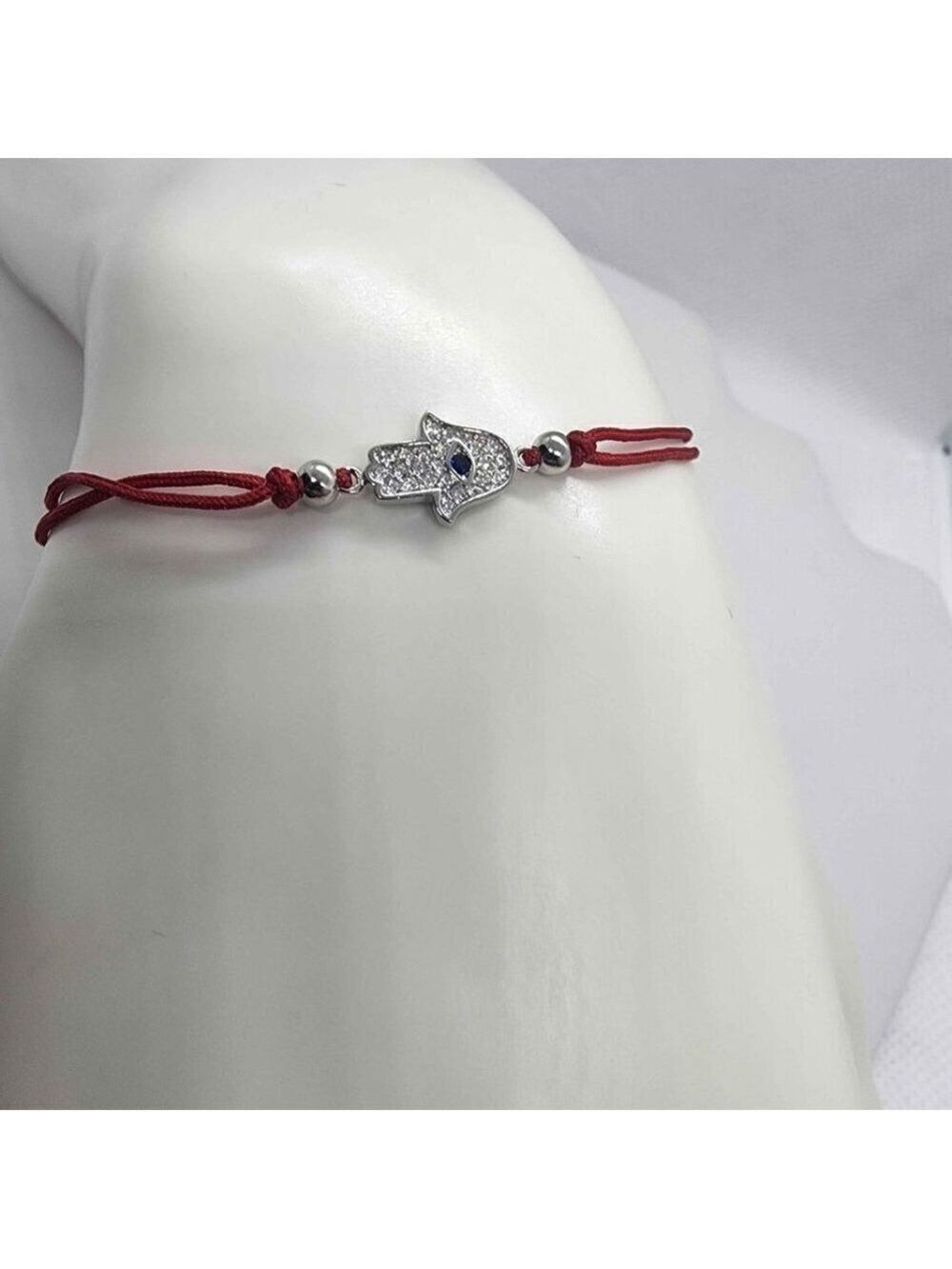 Sterling Slver 925 Hamsa Design With Red String Bracelet